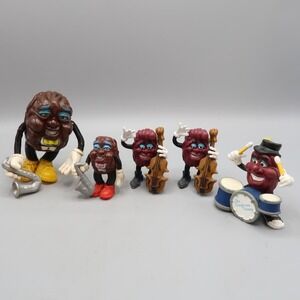 1988 CALIFORNIA RAISINS 3" PVC Bendable Toy‎ Figures Lot of 5 Applause 80s Music